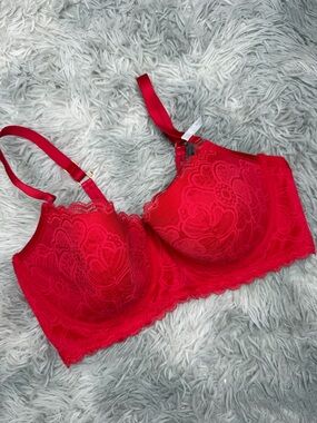 Aerie Red Lace Balconette Bra Size 36DD